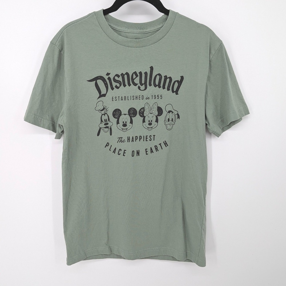Disney T-Shirt Women XS Green Mickey Minnie Tee Short Sleeve Cotton Disneyland